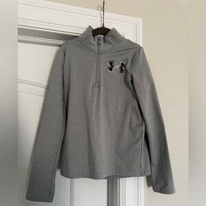 Under Armour YXS boys quarter zip coldgear loose fit like new light grey